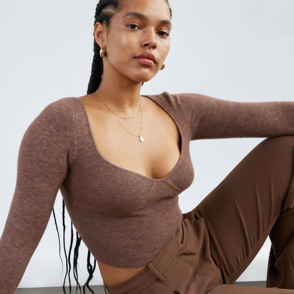 Aritzia Wilfred Greer sweater in color caramelized walnut